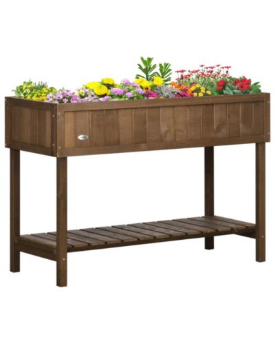 Outsunny Wooden Raised Garden Bed, Elevated Planter Box Sd,