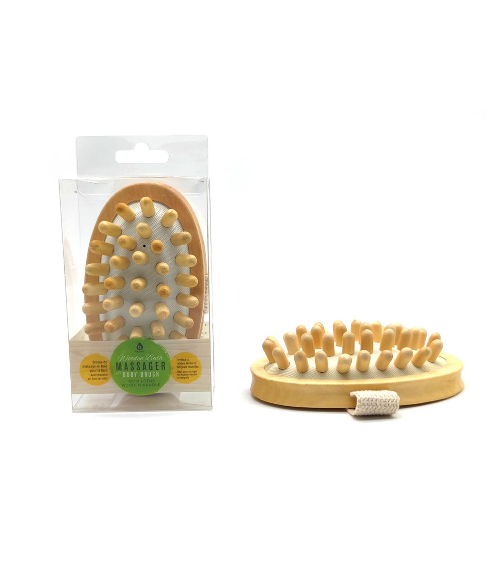 Щетка для ванны Pursonic Bamboo Bristle & Rubber Massager с деревянной ручкой Lotus