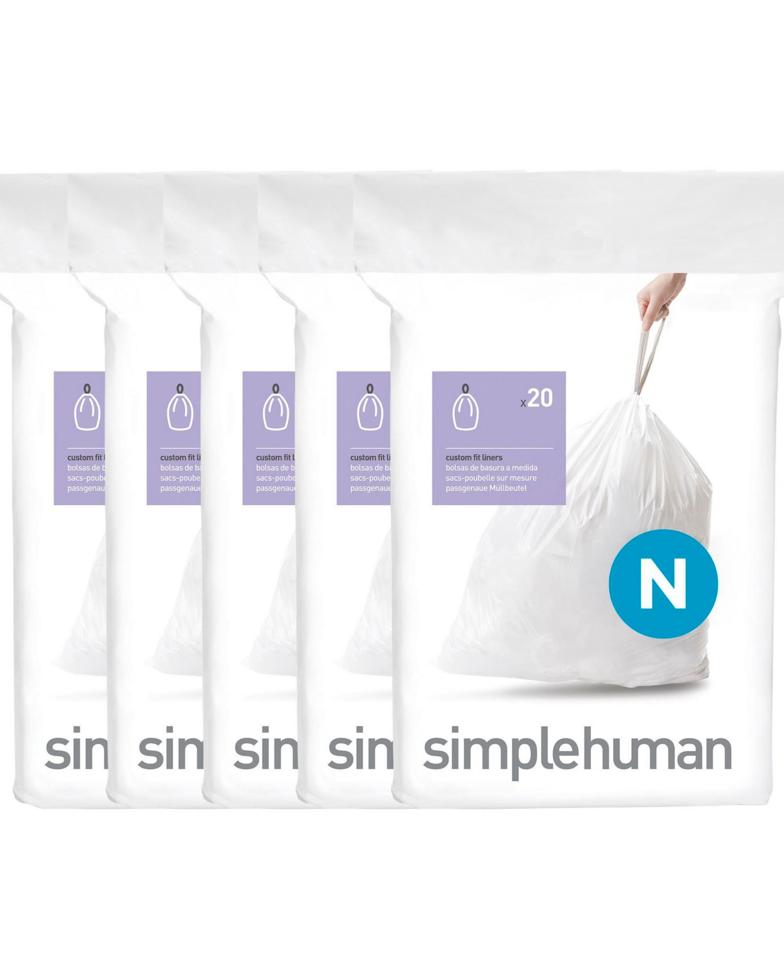 Simplehuman Code N пакеты для мусорного ведра, 45-50L, 100 шт.