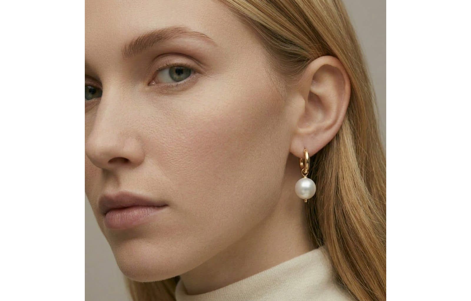 Серьги Joey Baby Gold Plated Freshwater Pearl Drop Hoop