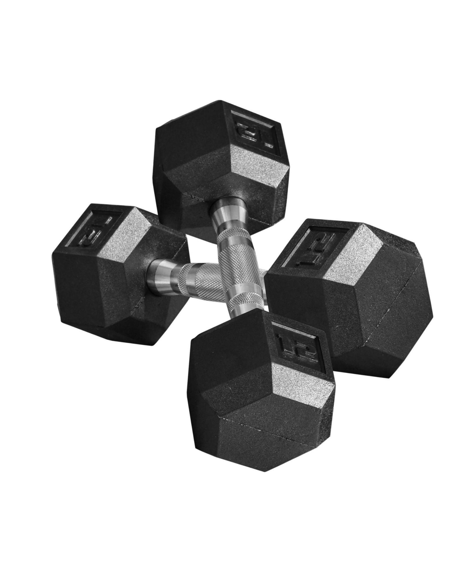 Soozier 2 x 12lbs Hex Rubber Dumbbell Set with Ergonomic Handles