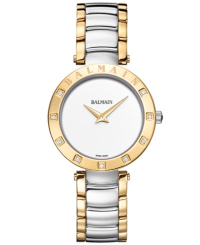Женские двухцветные наручные часы Balmain Swiss Balmainia Bijou Diamond (1/10 ct. t.w.) Stainless Steel 33mm