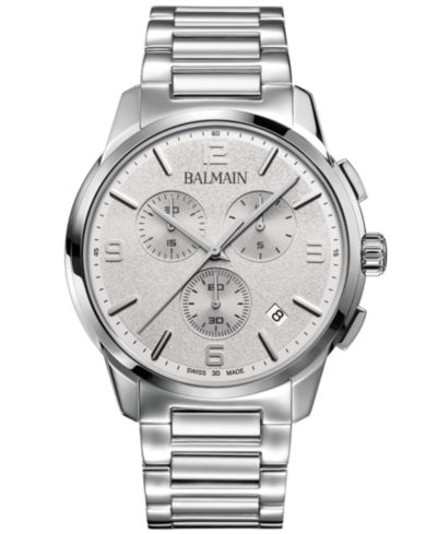 Мужские часы Balmain Swiss Chronograph Madrigal на стальном браслете 42mm