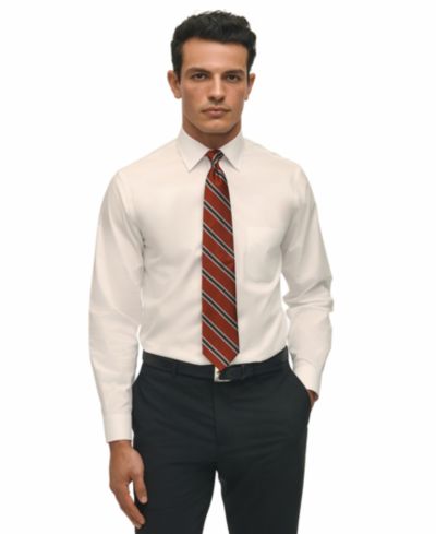 B by Brooks Brothers Men's Regular Fit Non-Iron Spread Collar Solid Pinpoint Dress Shirt