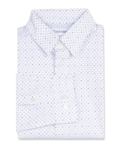 Мужская классическая рубашка Calvin Klein Big Boys Husky Slim-Fit с принтом в горошек