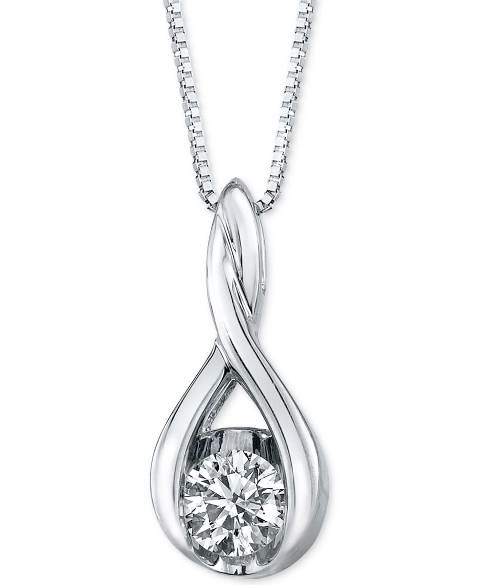 Sirena Diamond Twist Pendant Necklace (1/8 ct. t.w.) in 14k White or Yellow Gold