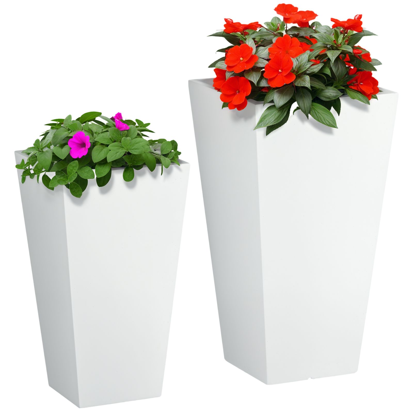 Outsunny набор из 2 цветочных горшков MgO с дренажным отверстием, 11.75" L x 11.75" W x 21.75" H