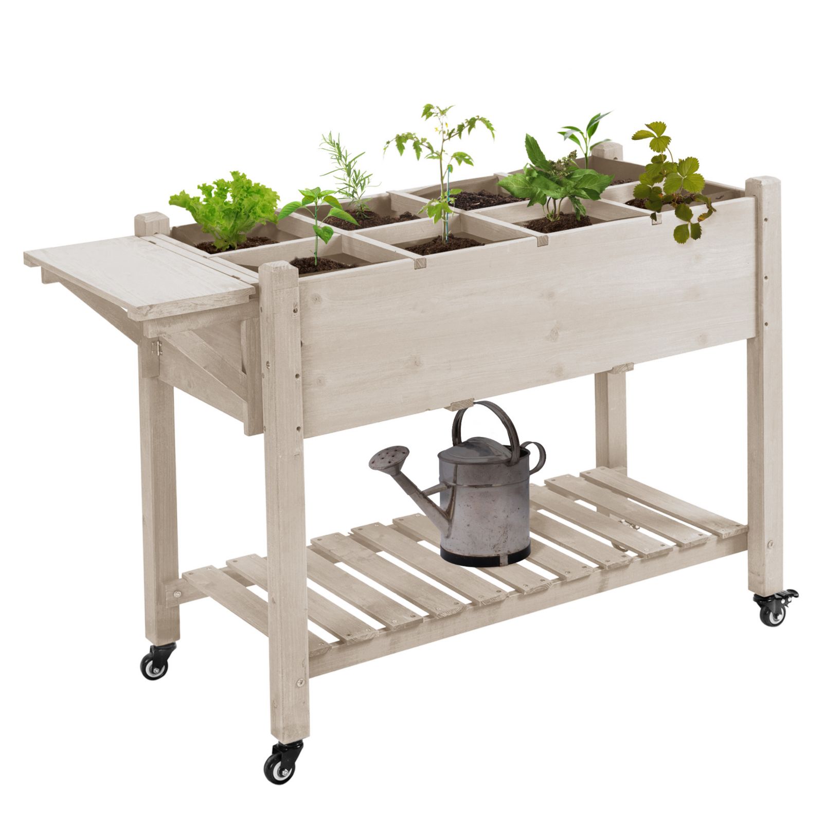 Приподнятая садовая грядка Outsunny 49" x 21" x 34" с 8 секциями для выращивания, Natural
