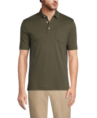 Lands' End Мужская хлопковая рубашка поло из ткани Supima с коротким рукавом и карманом