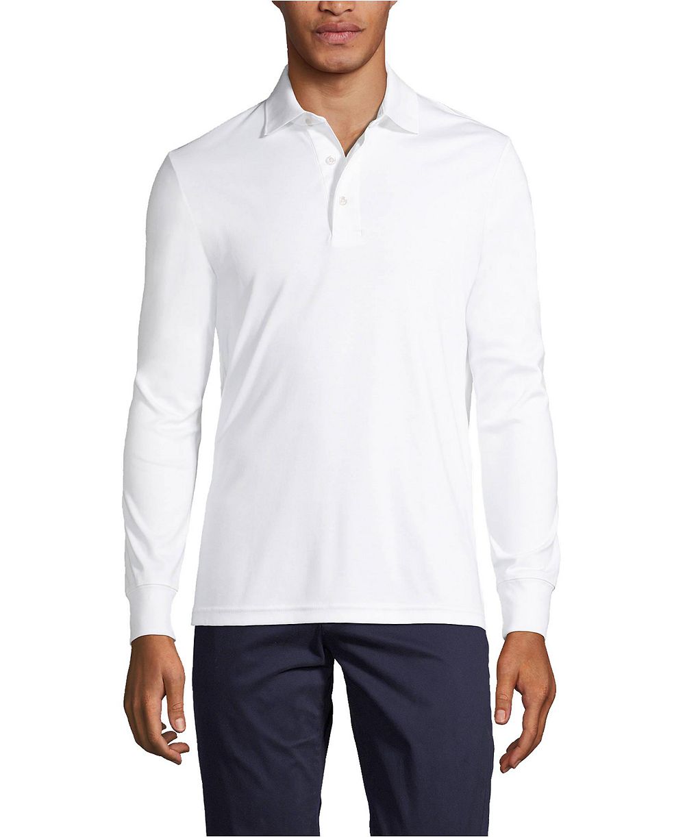 Мужское поло Lands' End Long Sleeve Cotton Supima