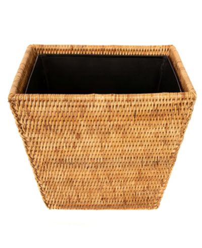 Artifacts Trading Company Artifacts Rattan Rectangular Tapered Waste Basket with Metal Liner