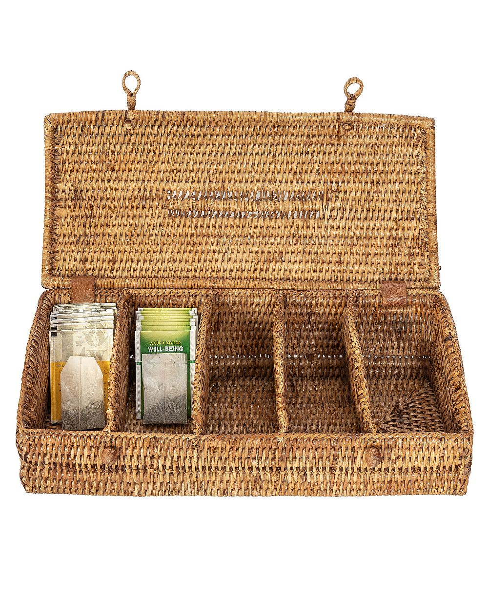 Artifacts Trading Company Artifacts Rattan 5 Section Tea Box with Lid