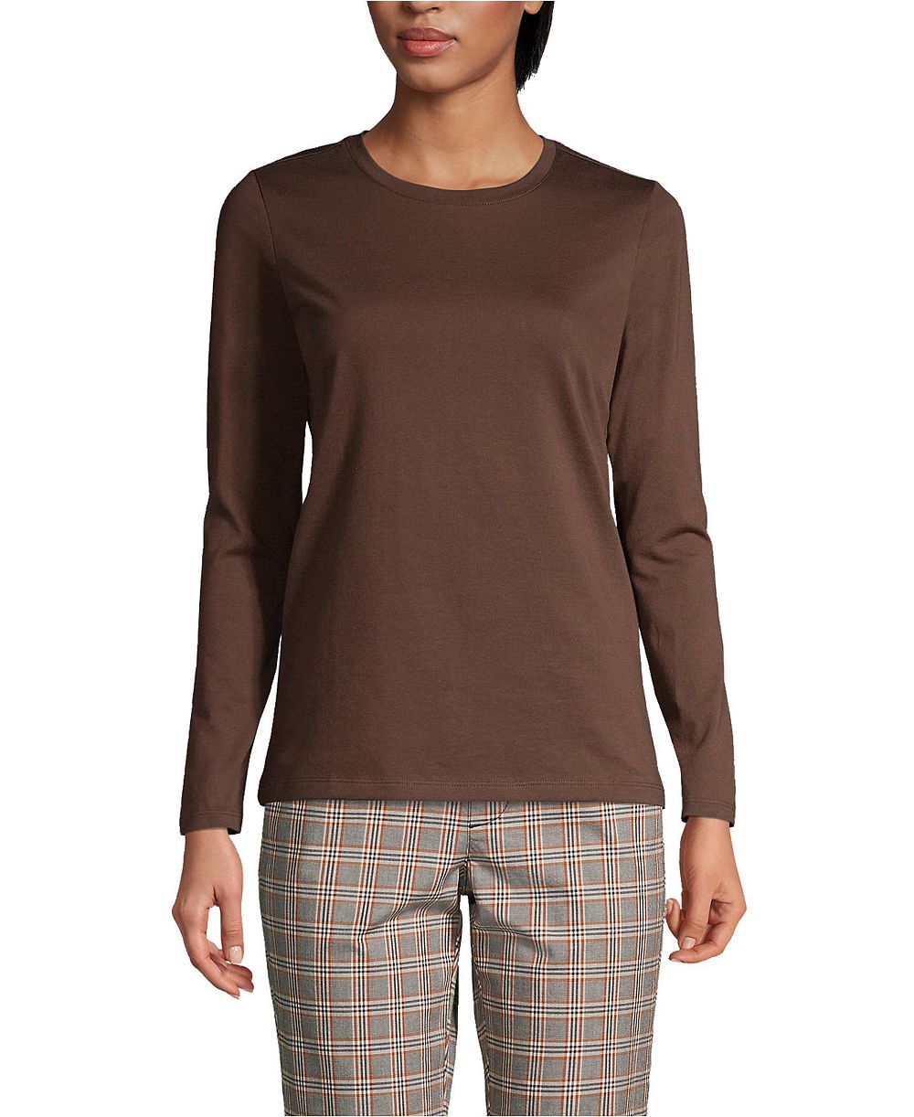 Lands' End Women's Supima Cotton Long Sleeve Crewneck T-Shirt