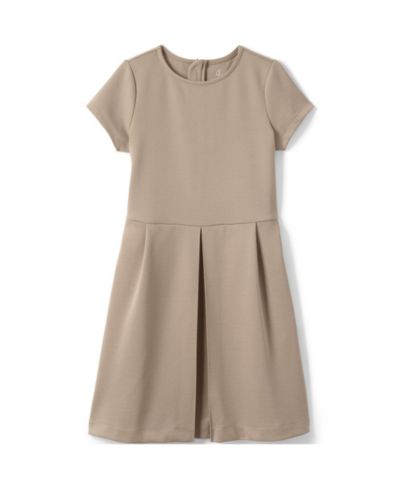 Lands' End Big Girls School Uniform Short Sleeve Ponte Dress Top of Knee