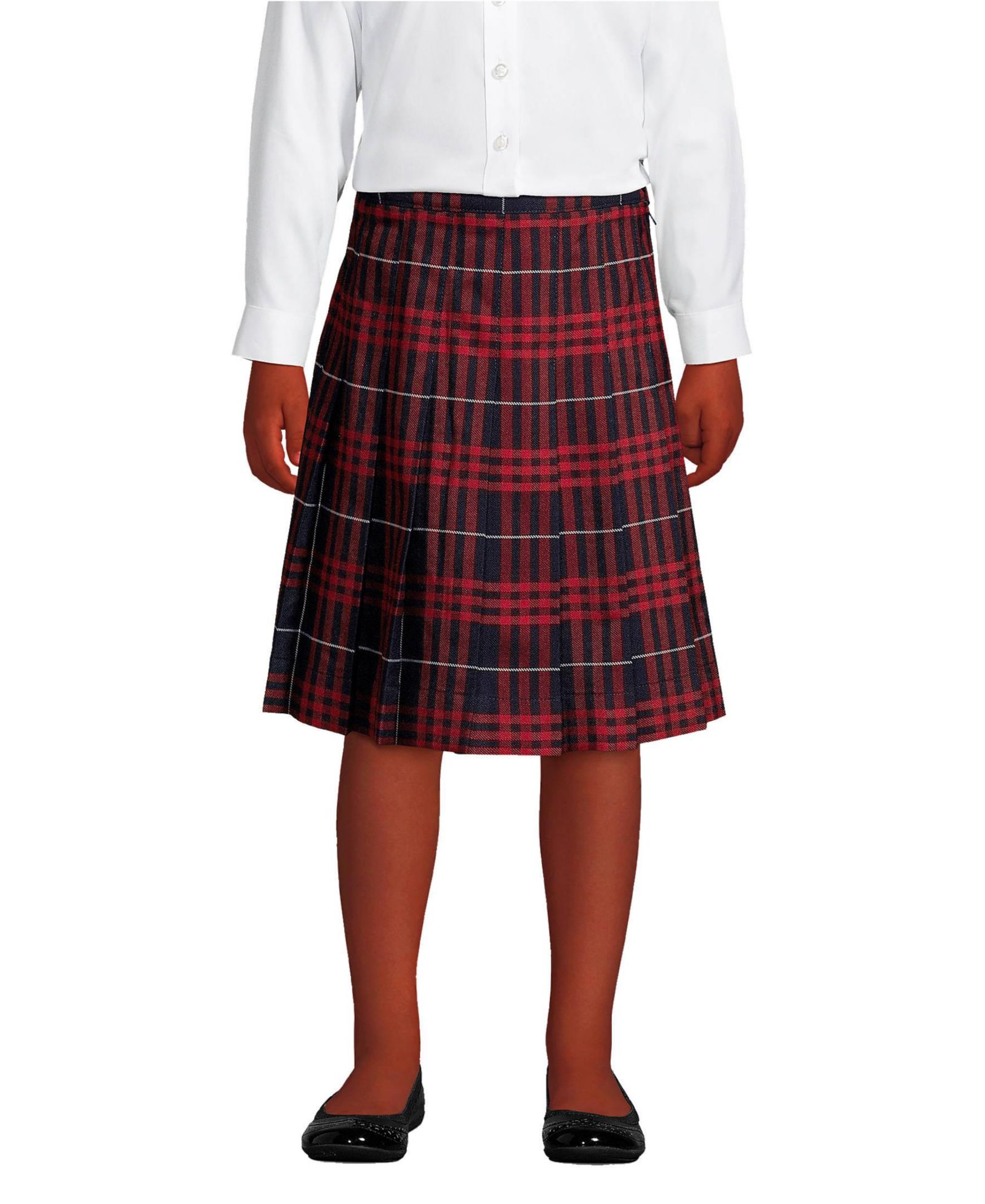 Lands' End Big Girls Plaid Pleated Skirt Below the Knee