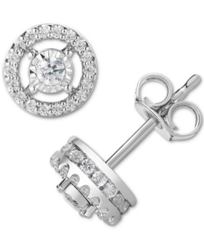 Серьги-гвоздики TruMiracle Diamond Halo в белом золоте 14k