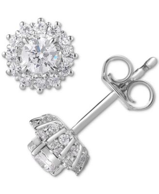 TruMiracle серьги-гвоздики с бриллиантовым ореолом в 14k белом золоте