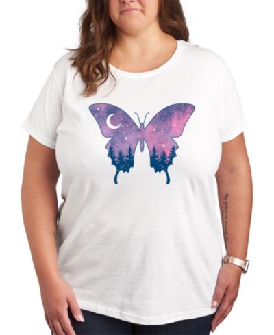 Hybrid Apparel Trendy Plus Size Cosmic Butterfly Graphic T-shirt
