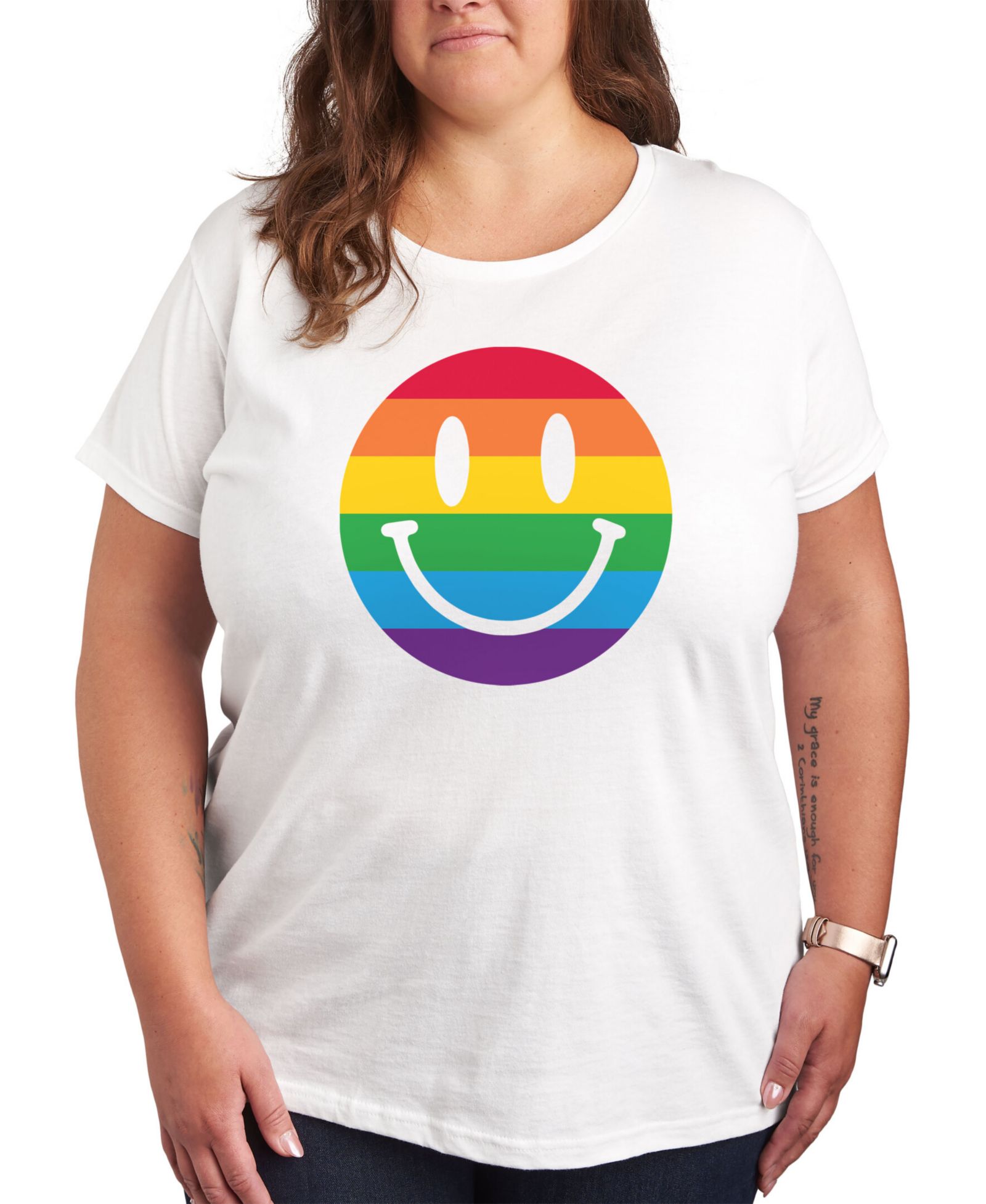 Hybrid Apparel модная футболка Plus Size с радужным принтом Pride Smiley