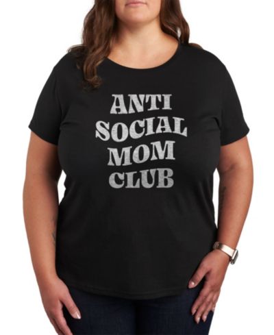 Hybrid Apparel Trendy Plus Size Anti-Social Mom Club Graphic T-shirt