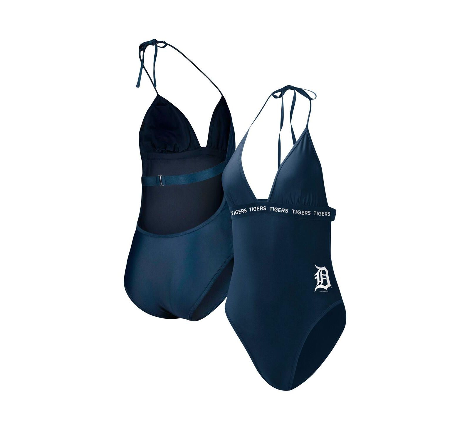 Женский G-III 4Her by Carl Banks Navy Detroit Tigers Full Count One-Piece Swimsuit