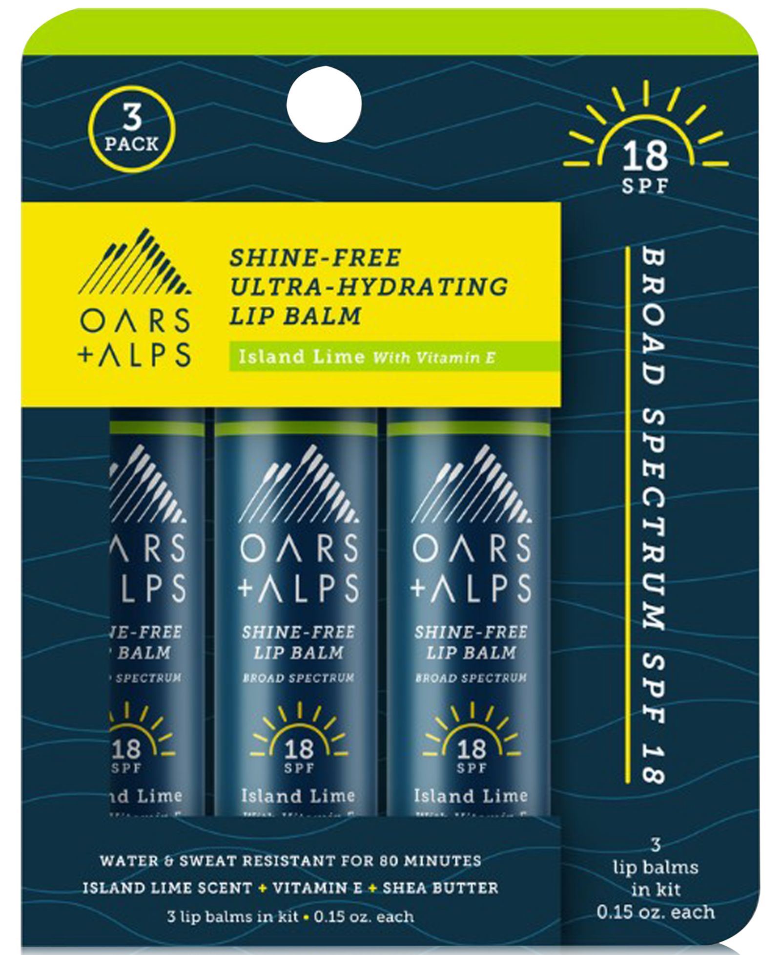 Oars + Alps 3-Pc. Island Lime Shine-Free Lip Balm SPF 18 Set