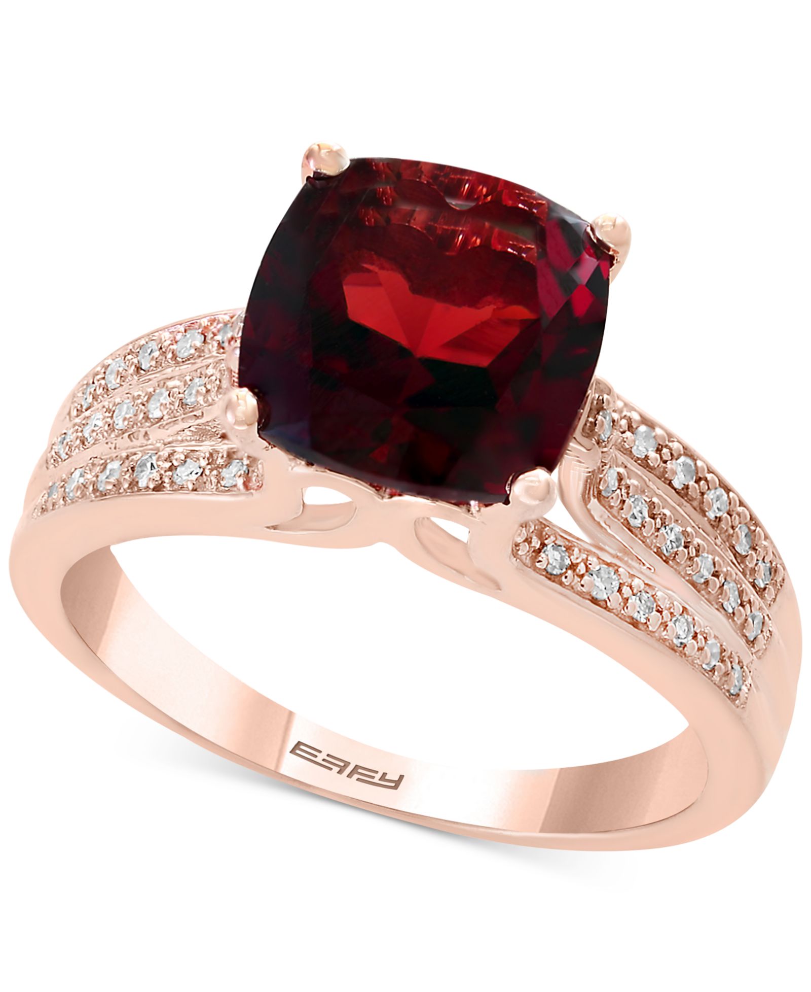 EFFY® Кольцо с гранатом (3-1/4 ct. t.w.) и бриллиантом (1/5 ct. t.w.) в 14k Rose Gold