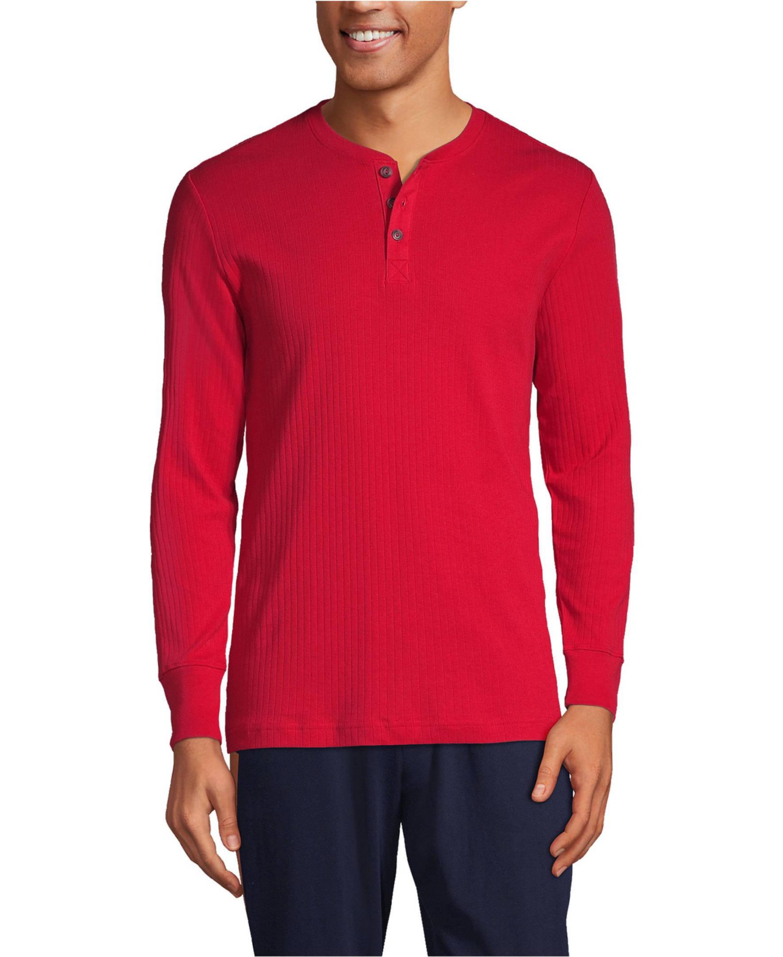 Lands' End Men's Knit Rib Pajama Henley