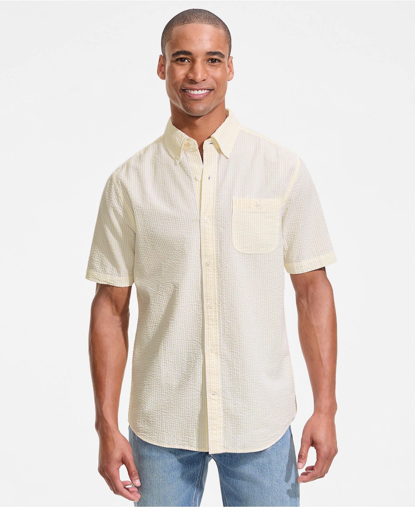 Lands' End Men's Short Sleeve Seersucker Shirt