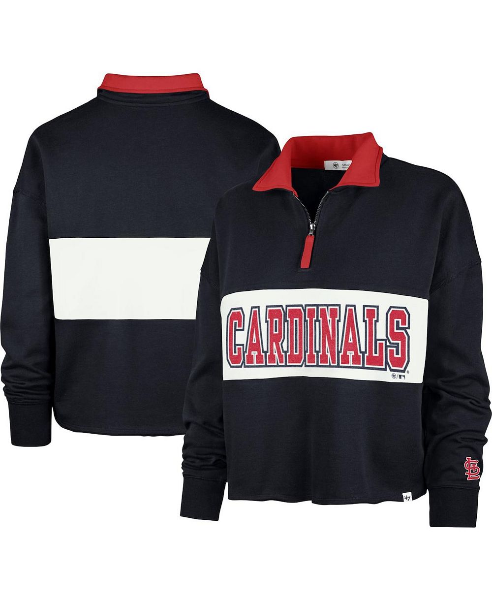 Женский кроп-топ '47 Brand Navy St. Louis Cardinals Remi Quarter-Zip