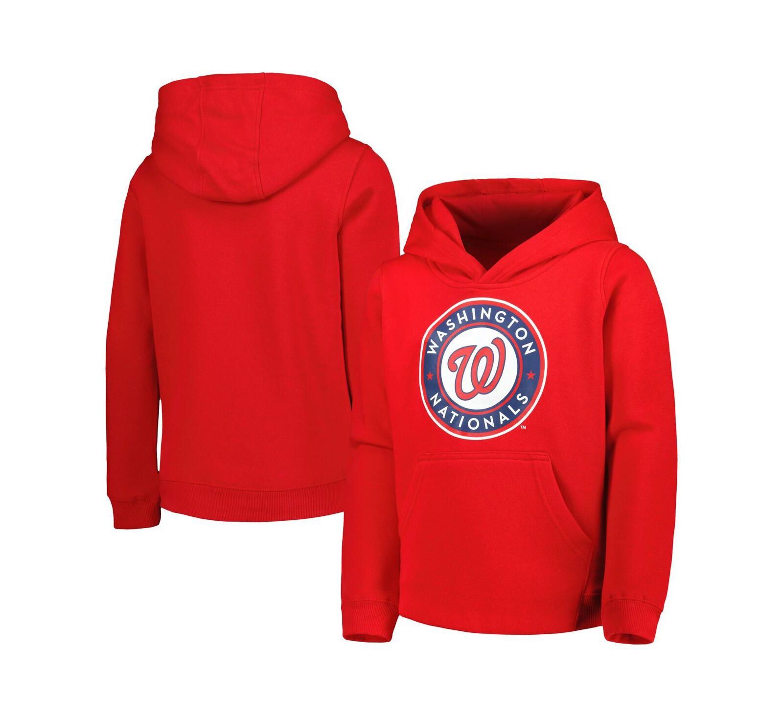 Красное худи для мальчиков и девочек Washington Nationals Team Primary Logo Pullover
