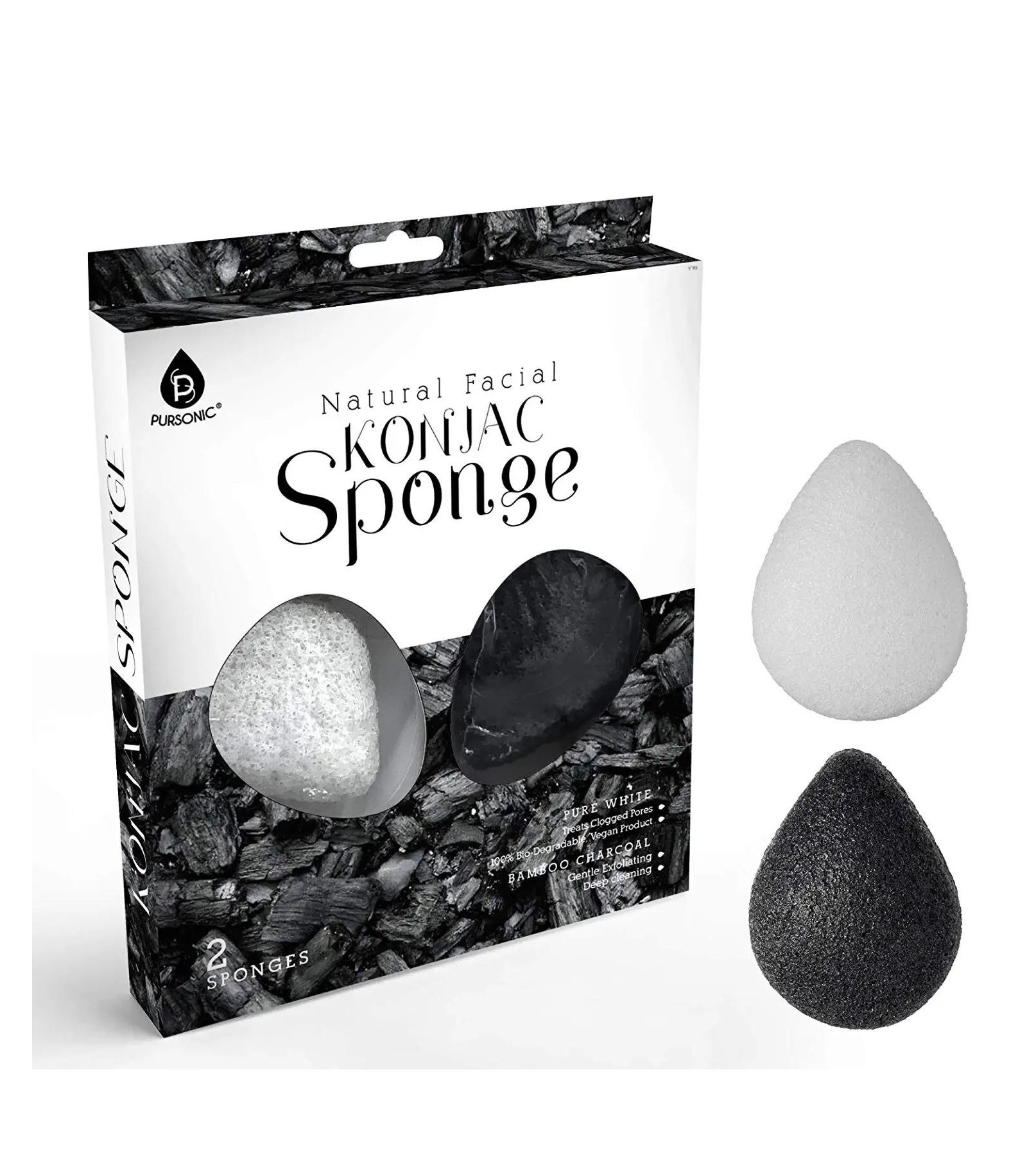 PURSONIC Natural Facial Konjac Sponge Duo Set
