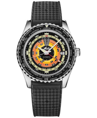 Мужские часы Mido Unisex Swiss Automatic Ocean Star Decompression Worldtimer Black Rubber Strap 41mm