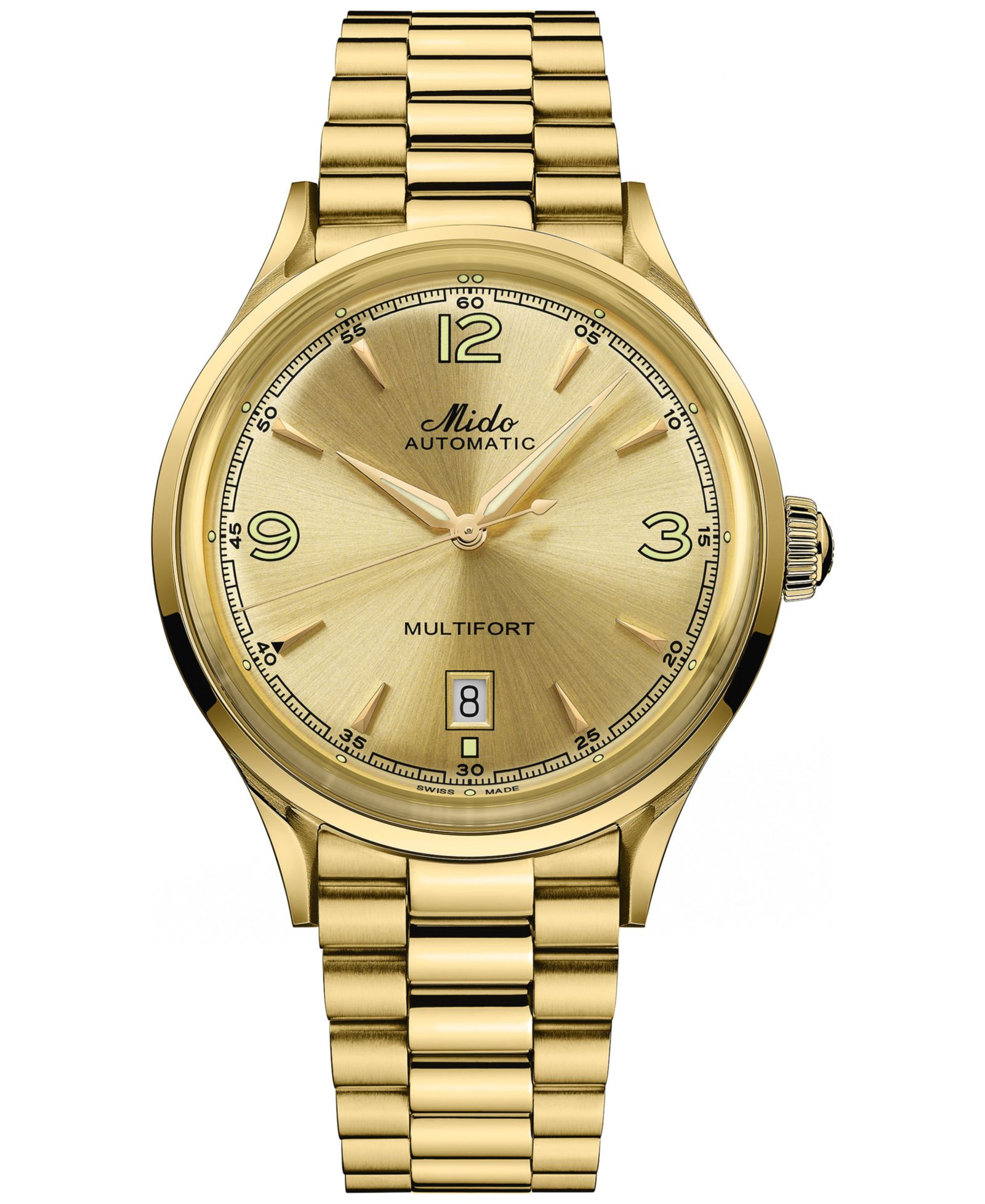 Мужские часы Mido Unisex Swiss Automatic Multifort Powerwind Gold PVD Bracelet 40mm