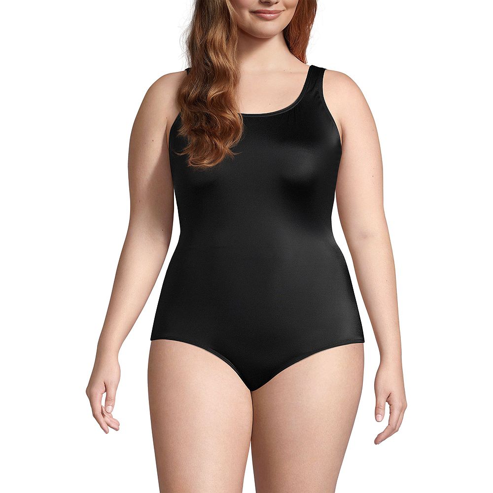 Lands' End Women's Mastectomy Chlorine Resistant Tugless One Piece Swimsuit Soft Cup