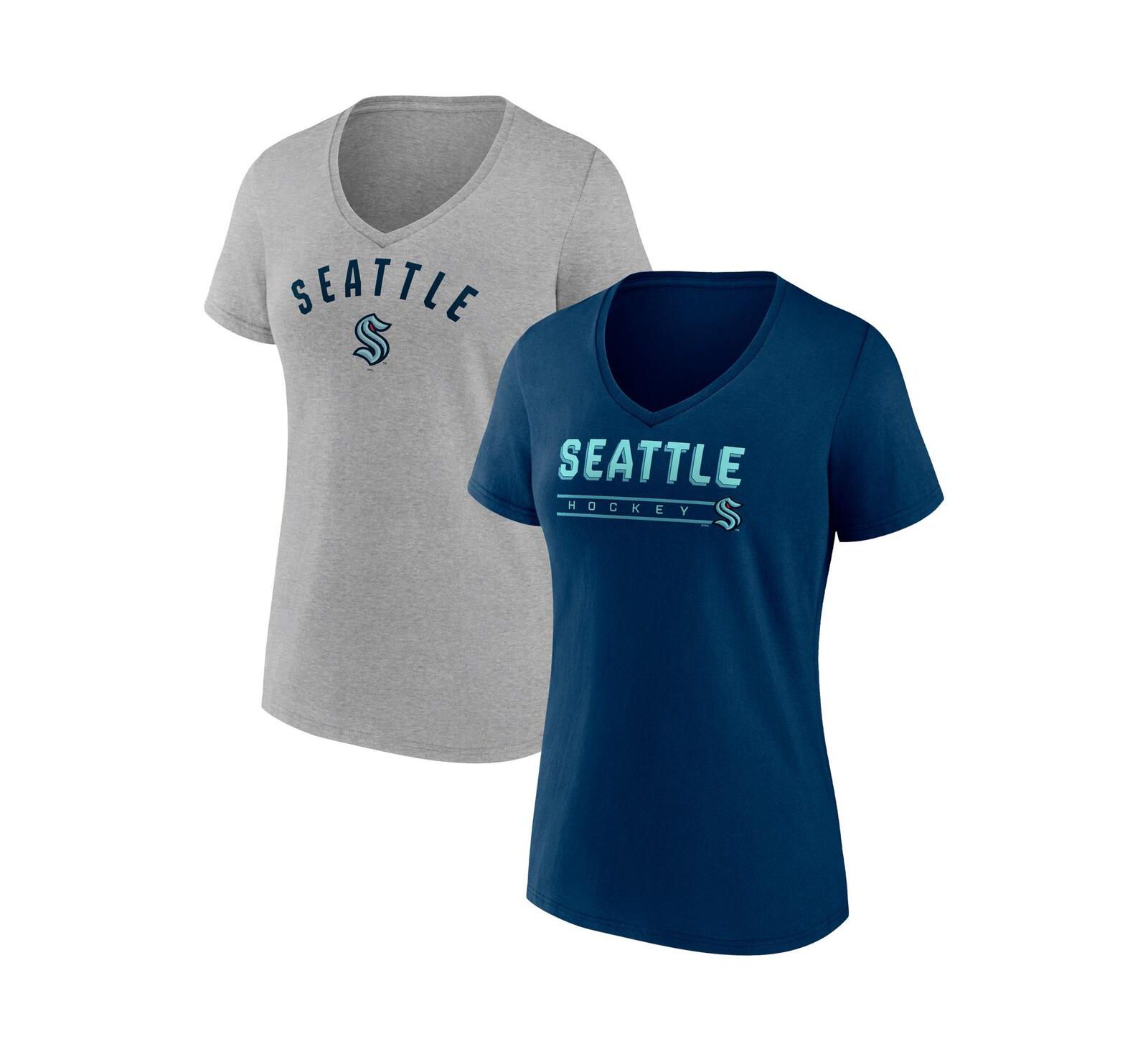 Женский комплект из 2 футболок Fanatics Deep Sea Blue Gray Seattle Kraken Parent V-Neck