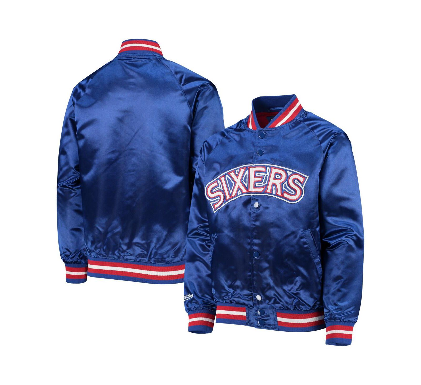 Детская атласная куртка Mitchell & Ness Royal Philadelphia 76ers Hardwood Classics Satin Raglan Full-Snap