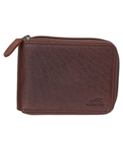 Mancini Men's Buffalo RFID Secure Zippered Billfold Wallet with Removable Passcase
