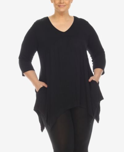 Женский удлиненный топ White Mark Plus Size Empire Cut V-neck