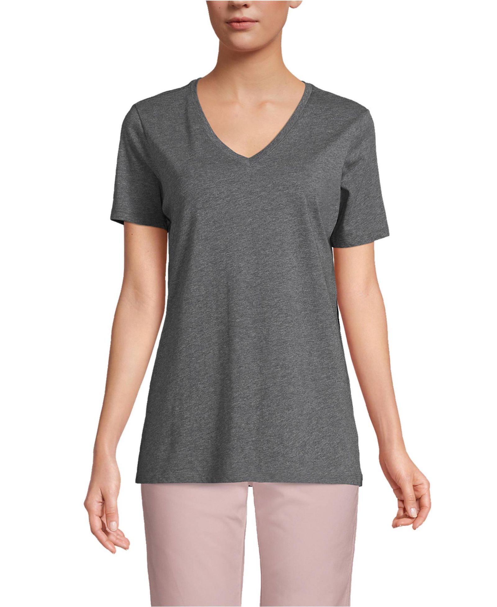 Lands' End Women's Relaxed Supima Cotton V-Neck T-Shirt