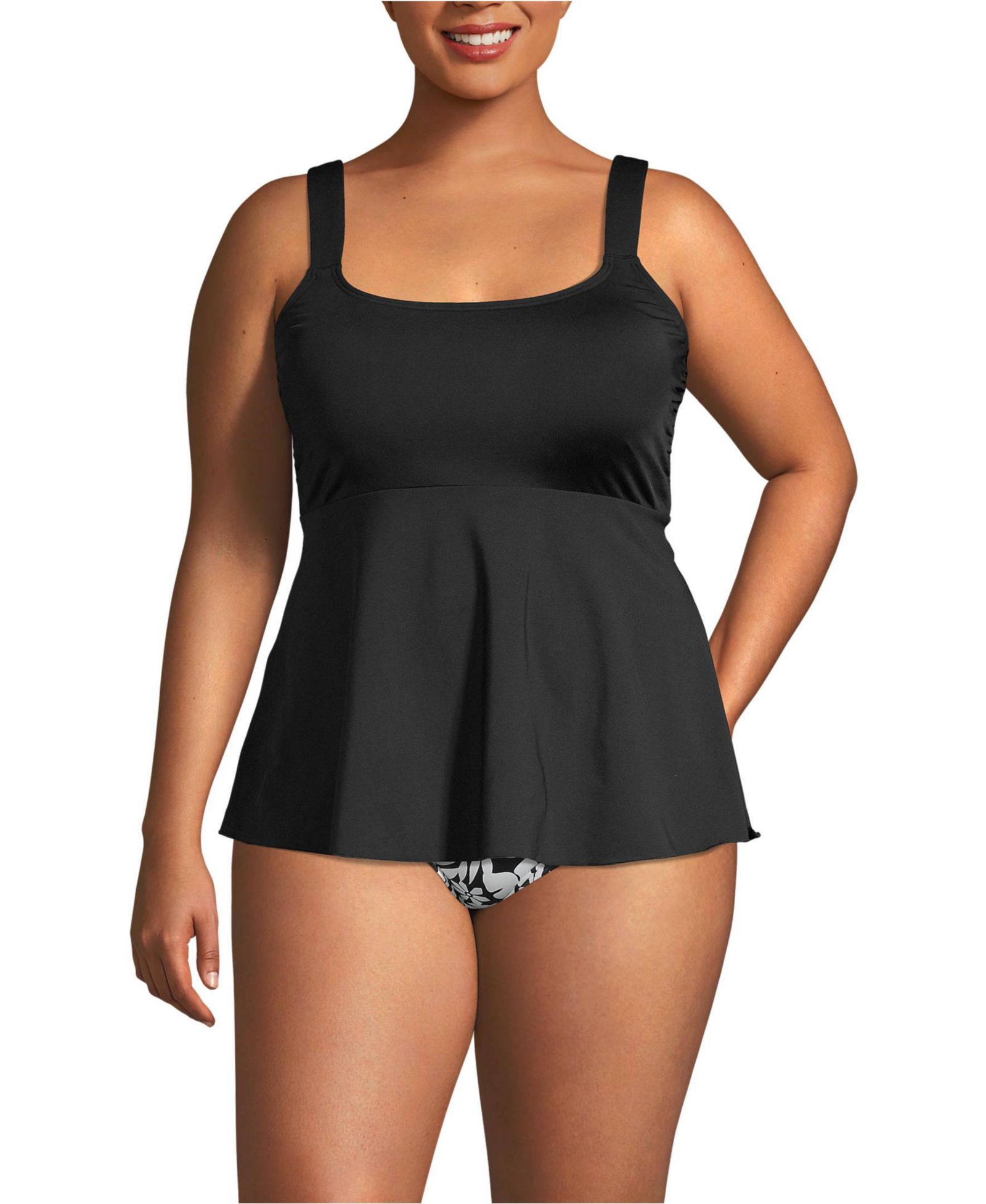 Lands' End Plus Size Adjustable Scoop Neck Flutter Tankini Top