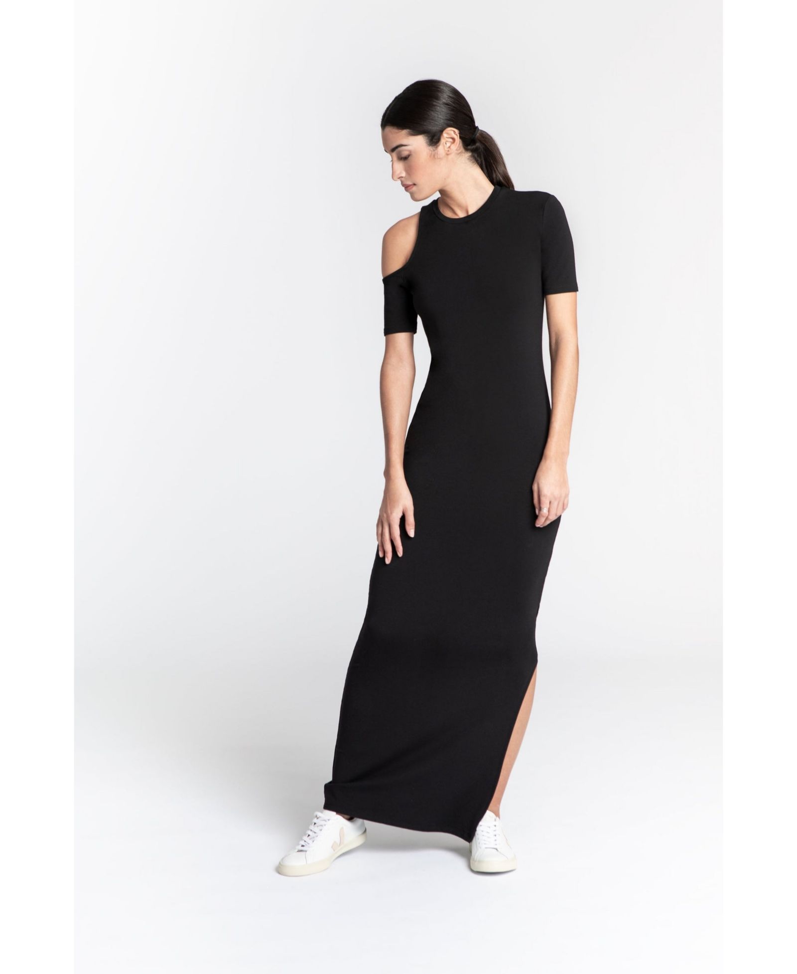 Marcella Women's Gramercy One-Shoulder Cutout Jersey Side-Slit Maxi Dress