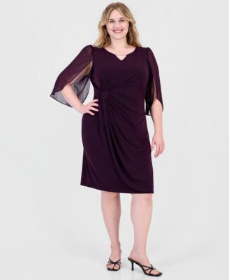 Платье Connected Plus Size Sheer-Sleeve Chain-Detail Sheath