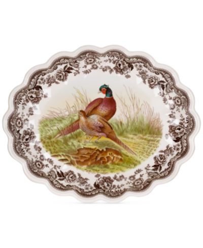 Spode Woodland Pheasant Oval Fluted Dish