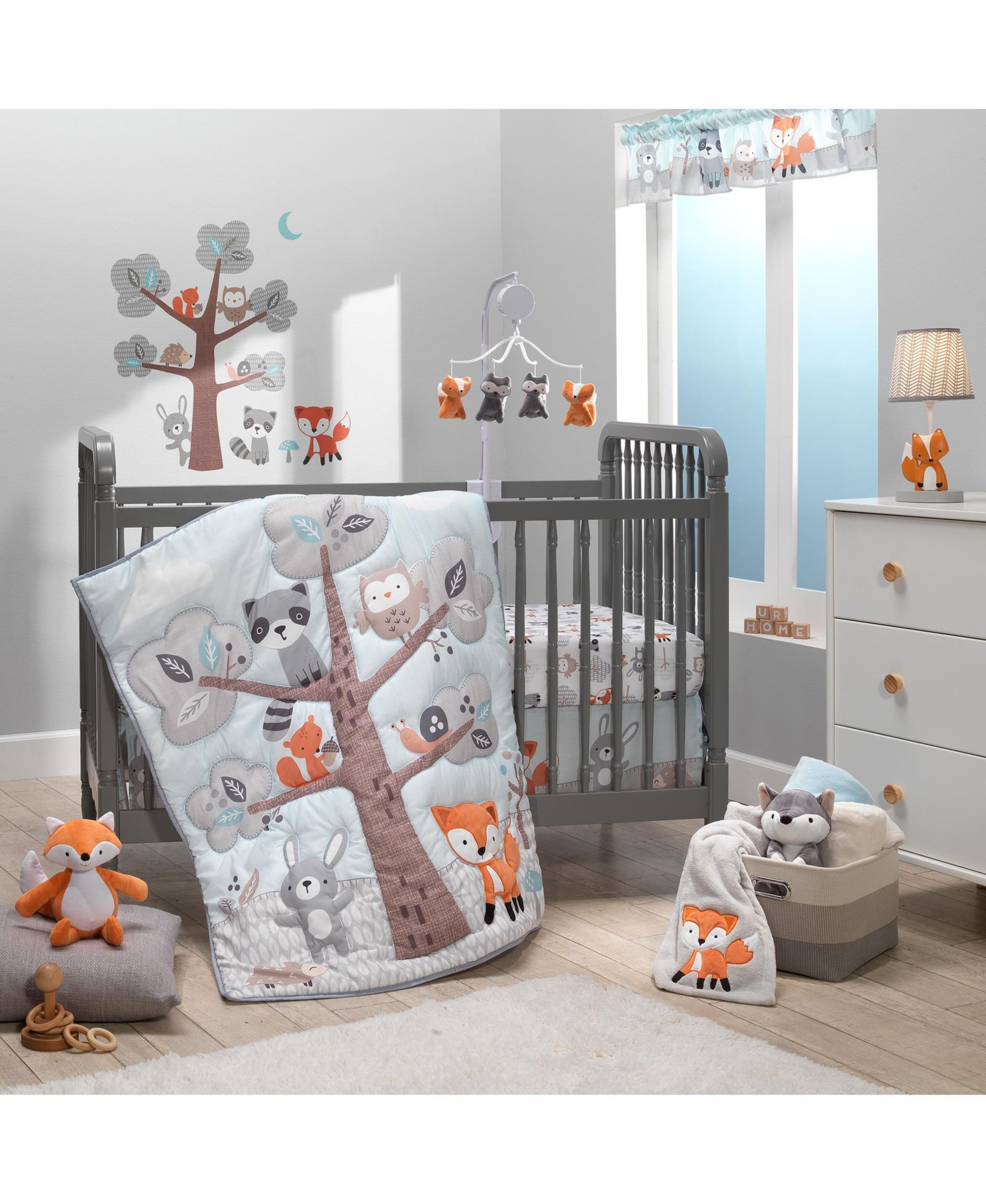 Комплект постельного белья для кроватки Bedtime Originals Woodland Friends, 3 предмета, Mint/Gray