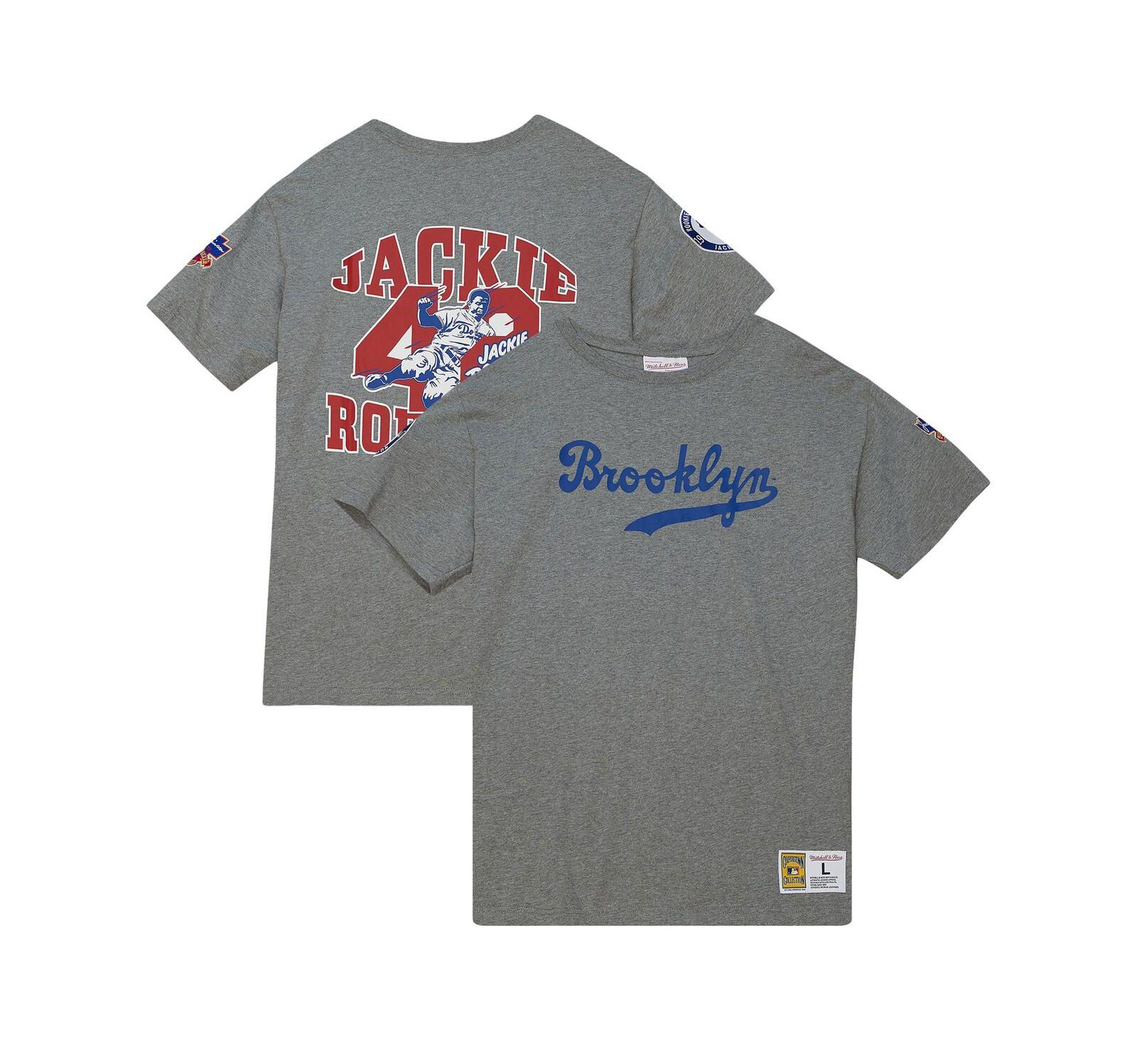 Мужская футболка Mitchell & Ness Jackie Robinson Gray Brooklyn Dodgers Cooperstown Collection Legends
