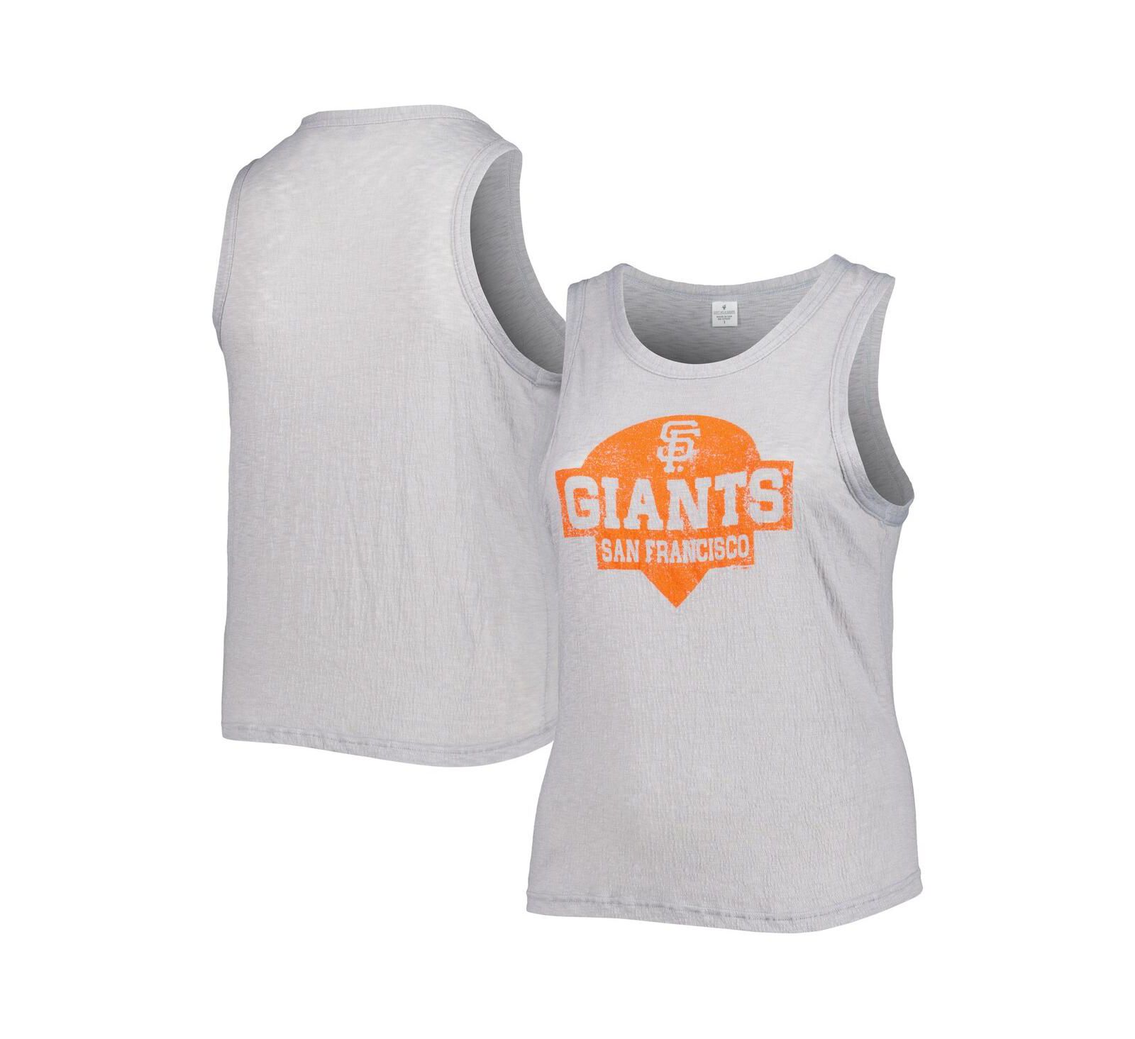 Women's Soft As A Grape Gray San Francisco Giants Plus Size High Neck Tri-Blend Tank Top