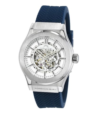 Мужские часы Porsamo Bleu Men's Cruz Automatic Blue Silicone Strap Watch 45 mm