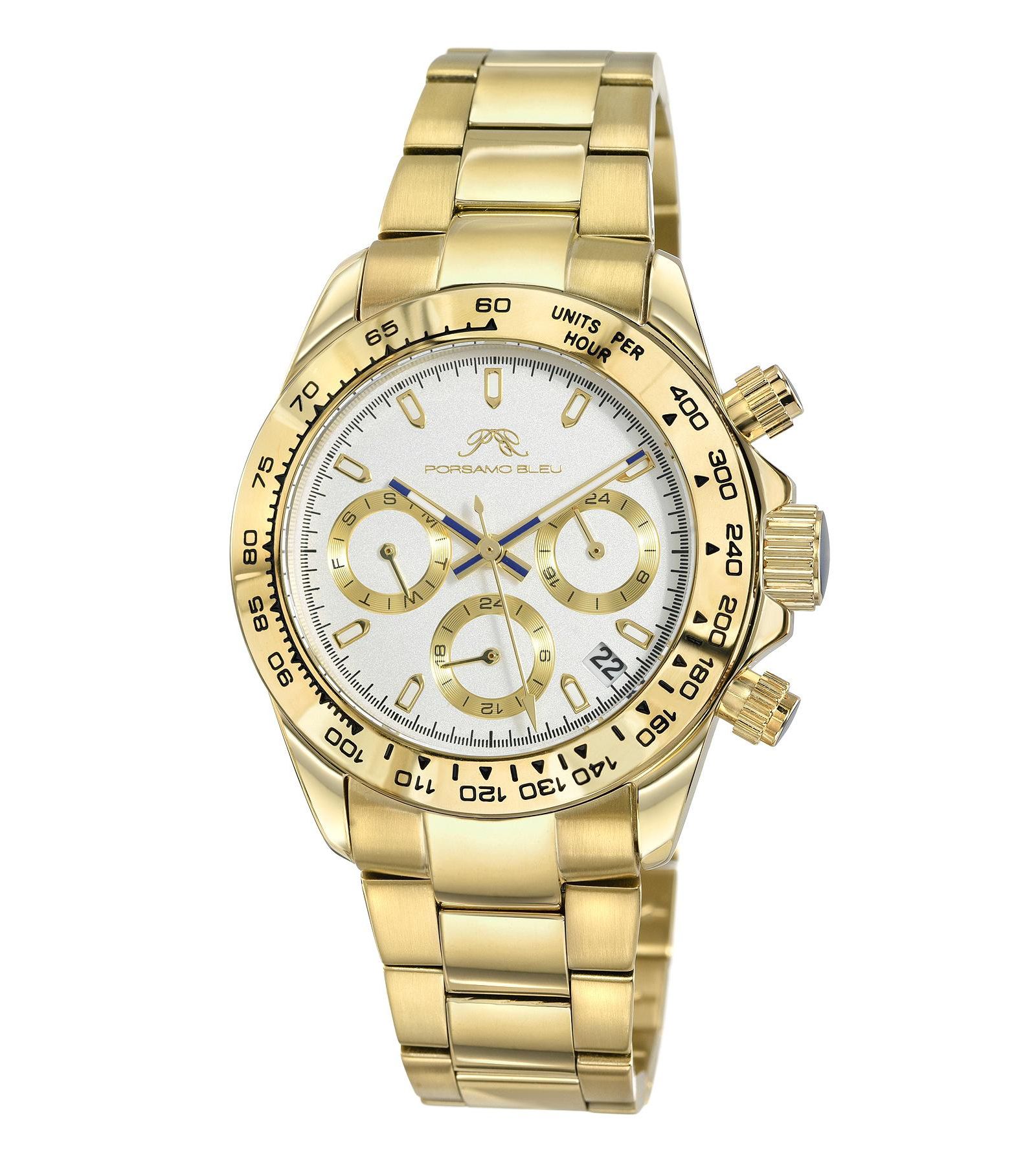 Porsamo Bleu Women's Alexis Multifunction Gold Tone Stainless Steel Bracelet Watch 37 mm