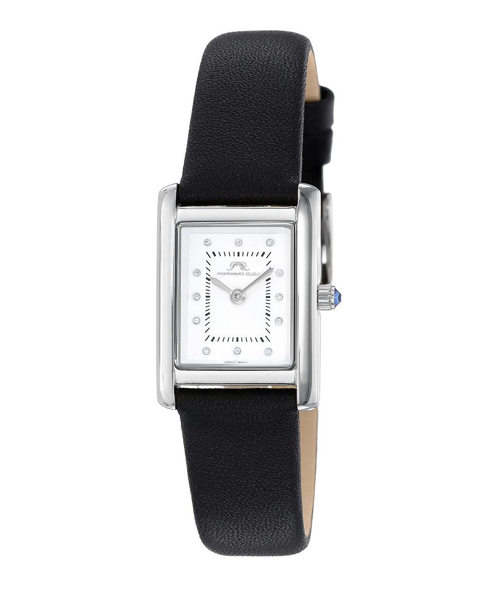 Часы Porsamo Bleu Women's Karolina Diamond Black Genuine Leather Band 30 mm